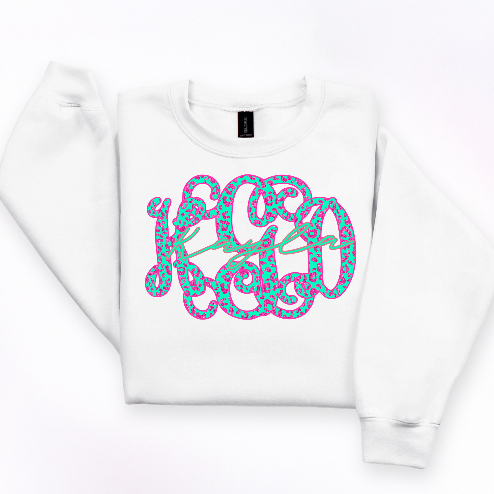 Teal Cheetah Vines - Custom Monogram Transfer