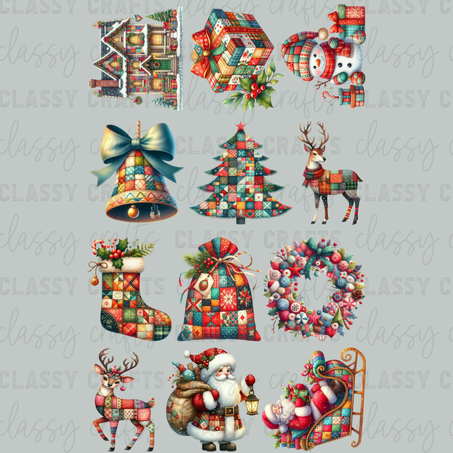 Patchwork Christmas 30x48 - PREMADE GANG SHEET