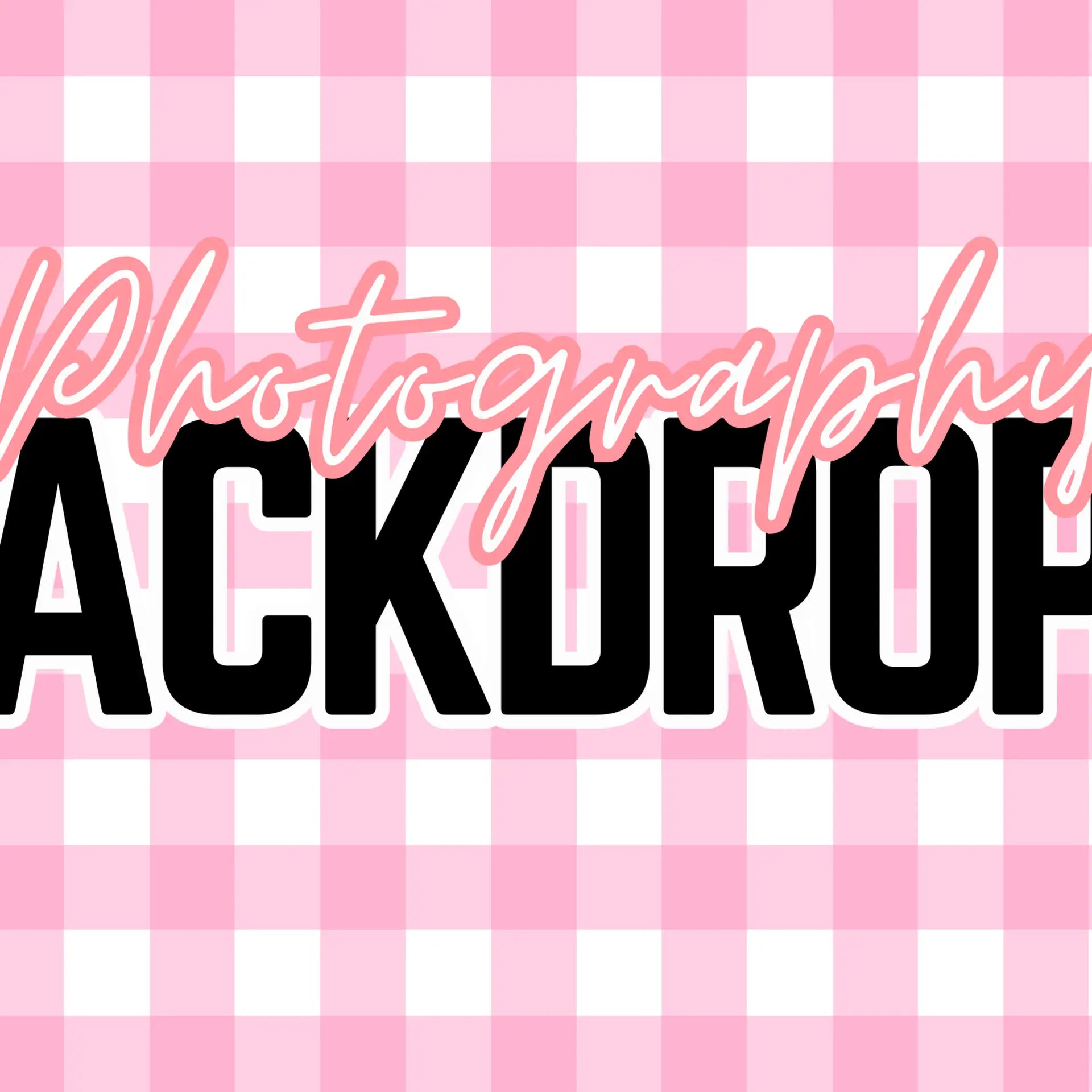 Pink & White Gingham - Photography Backdrop - 16