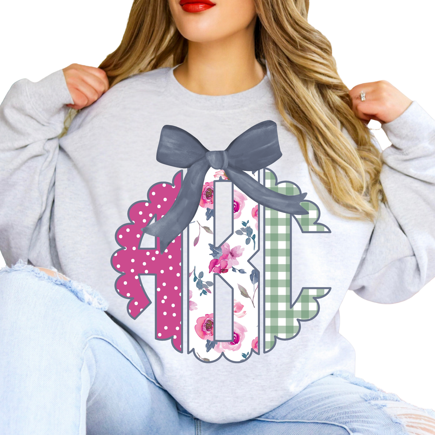 Pink & Gray - Custom Monogram Transfer