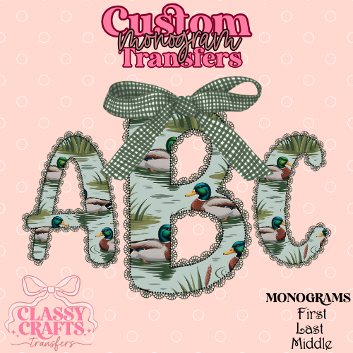 Preppy Lace Mallard - Custom Monogram Transfer