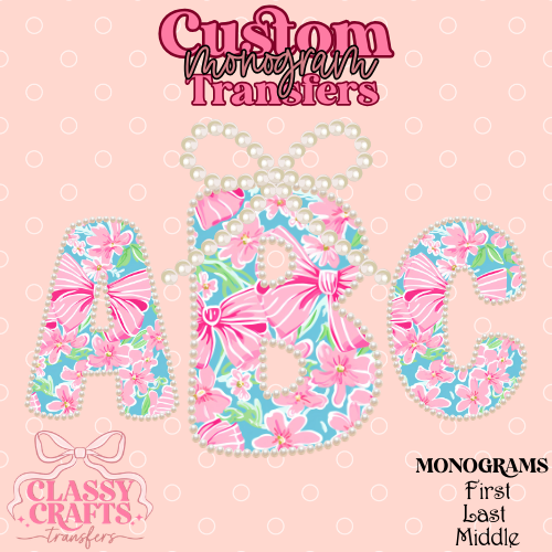 Coquette Pearl & Floral - Custom Monogram Transfer