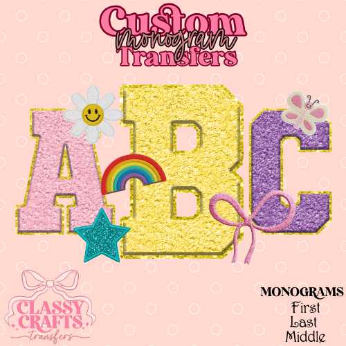 Preppy Pastel Patch - Custom Monogram Transfer