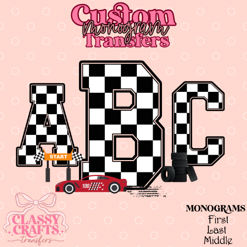 Checkered Racing - Custom Monogram Transfer