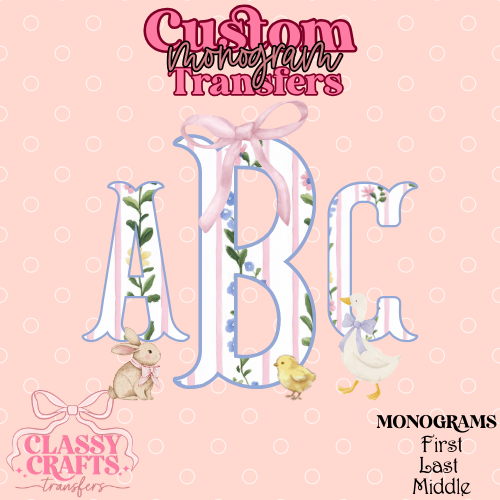 Coquette Spring Animals - Custom Monogram Transfer