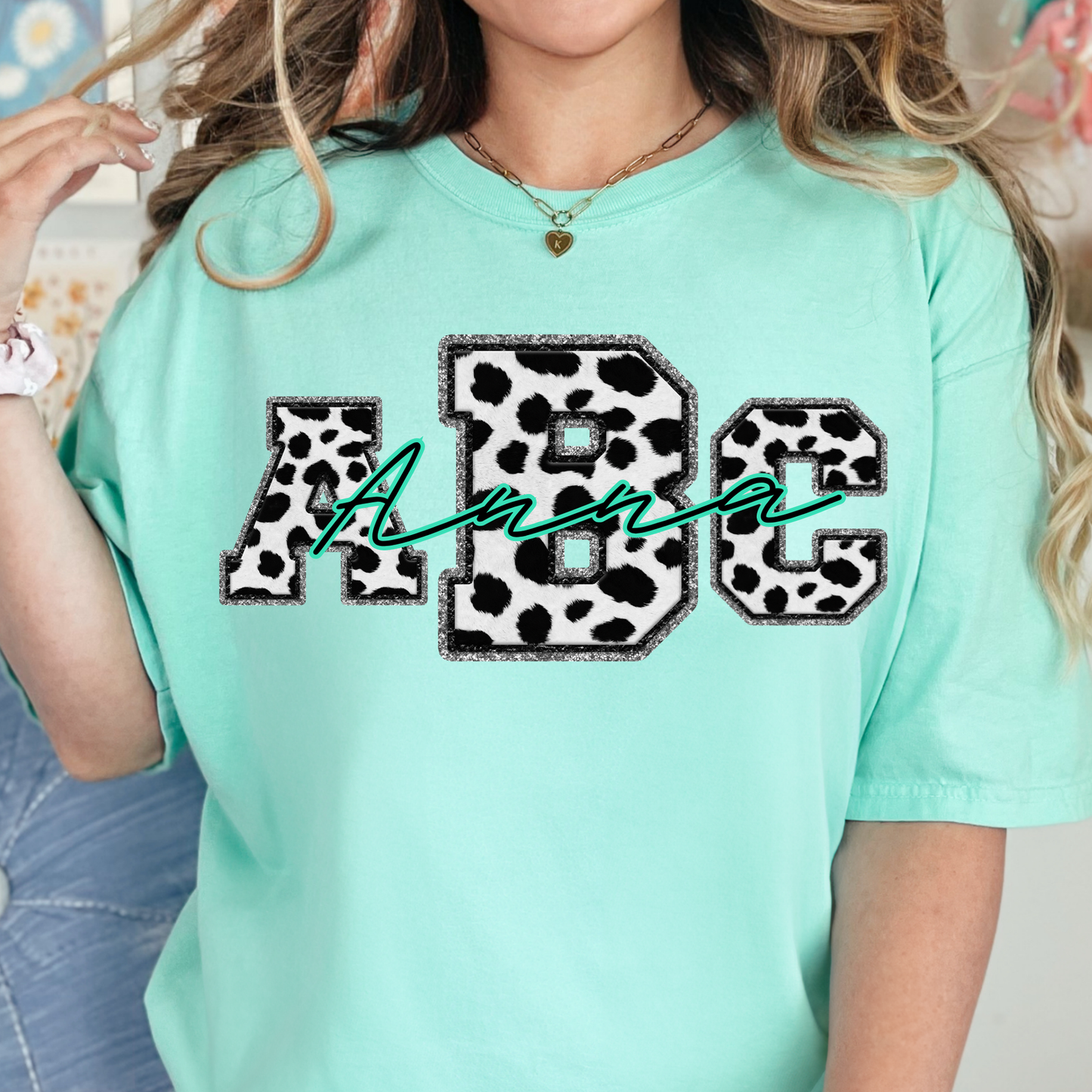 Cow Print Faux  - Custom Monogram Transfer