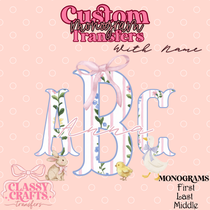 Coquette Spring Animals - Custom Monogram Transfer