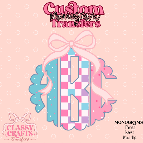 Multi Color Pastel - Custom Monogram Transfer