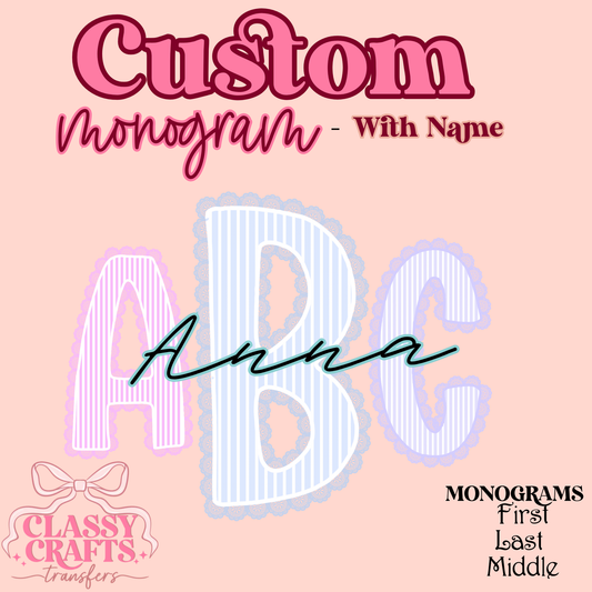 Preppy Lace Trim  - Custom Monogram Transfer