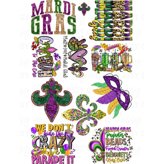 Mardi Gra - 30x48 - PRE MADE GANG SHEET