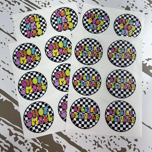Neon Colorful Checkered Packaging Stickers