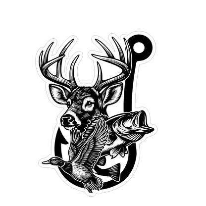 Hook Deer Fish Leather Patch