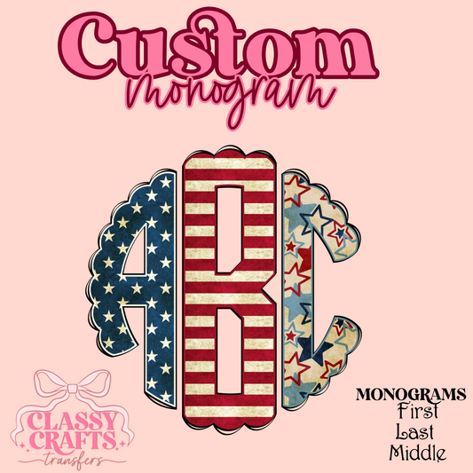 Vintage Stars & Stripes - Custom Monogram Transfer