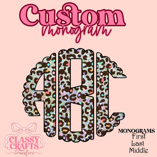 Easter Leopard Rainbow - Custom Monogram Transfer