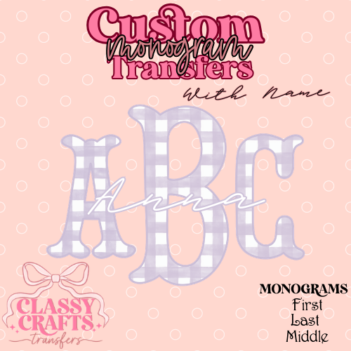 Light Purple Gingham Fishtail - Custom Monogram Transfer