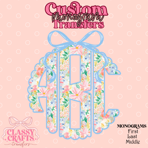 Preppy Spring Floral - Custom Monogram Transfer