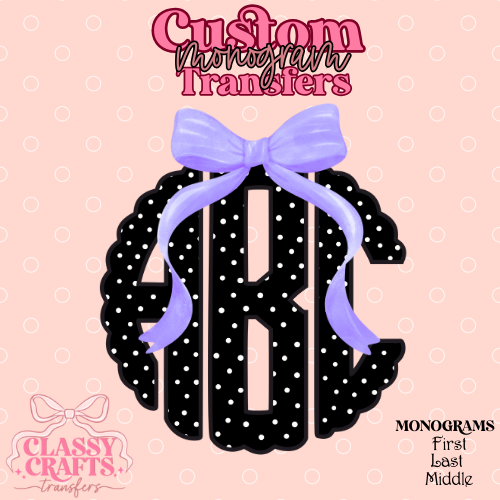 Black & White Polkadot - Custom Monogram Transfer