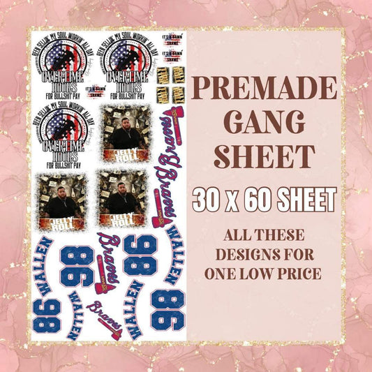 Country Music 30x60 - PRE MADE GANG SHEET