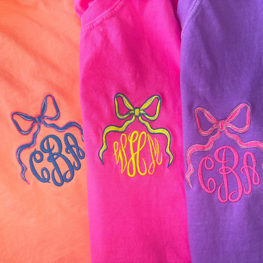 Classy Bow  Monogrammed Embroidered Tee ✨