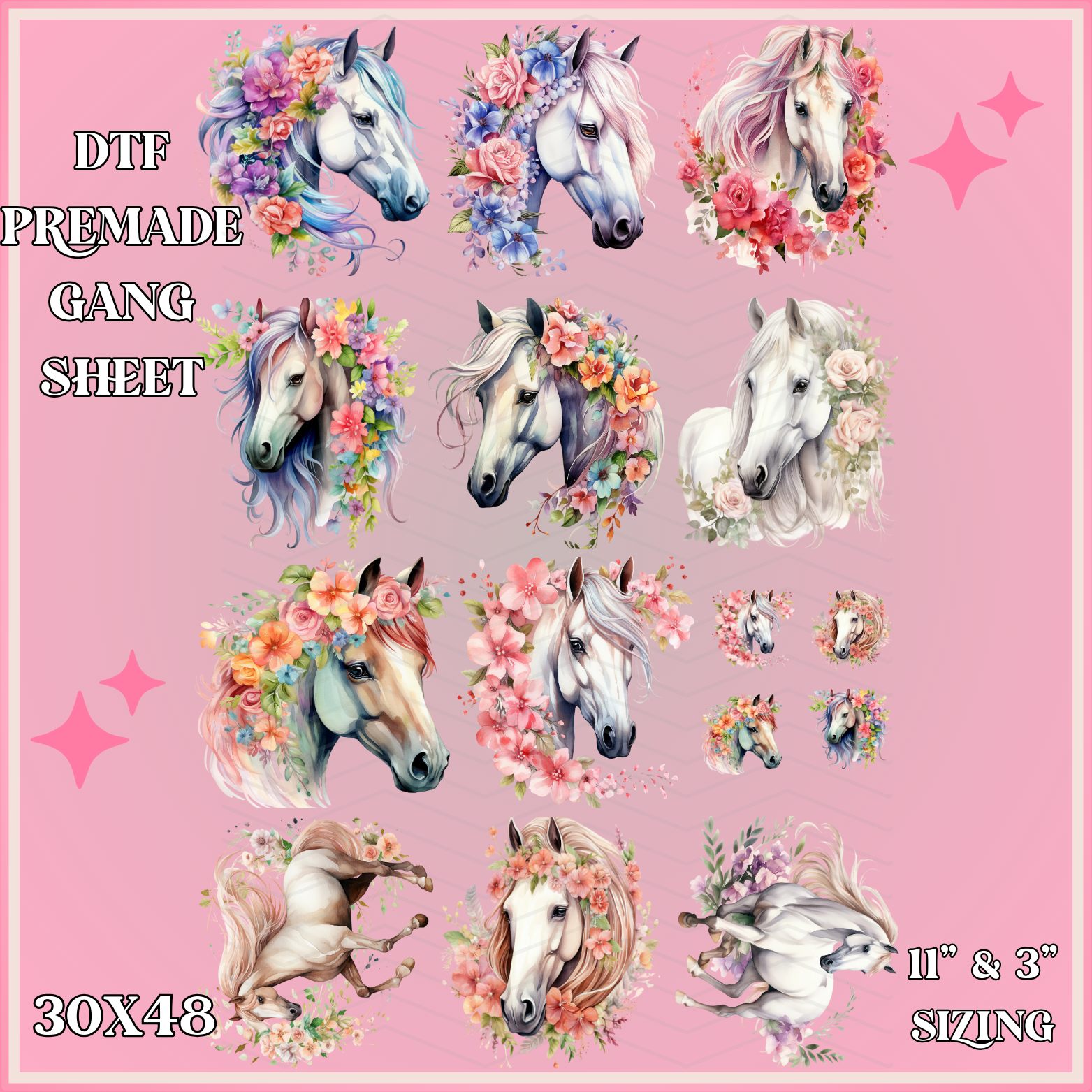 Spring Horse - 30x48 - PREMADE GANG SHEET