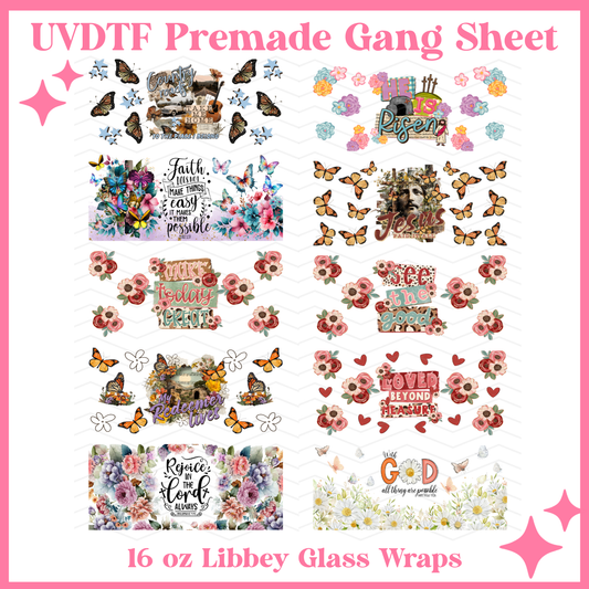 Faith - UVDTF 16oz Libbey Glass Wraps - 22x24 - UVDTF PREMADE GANG SHEET
