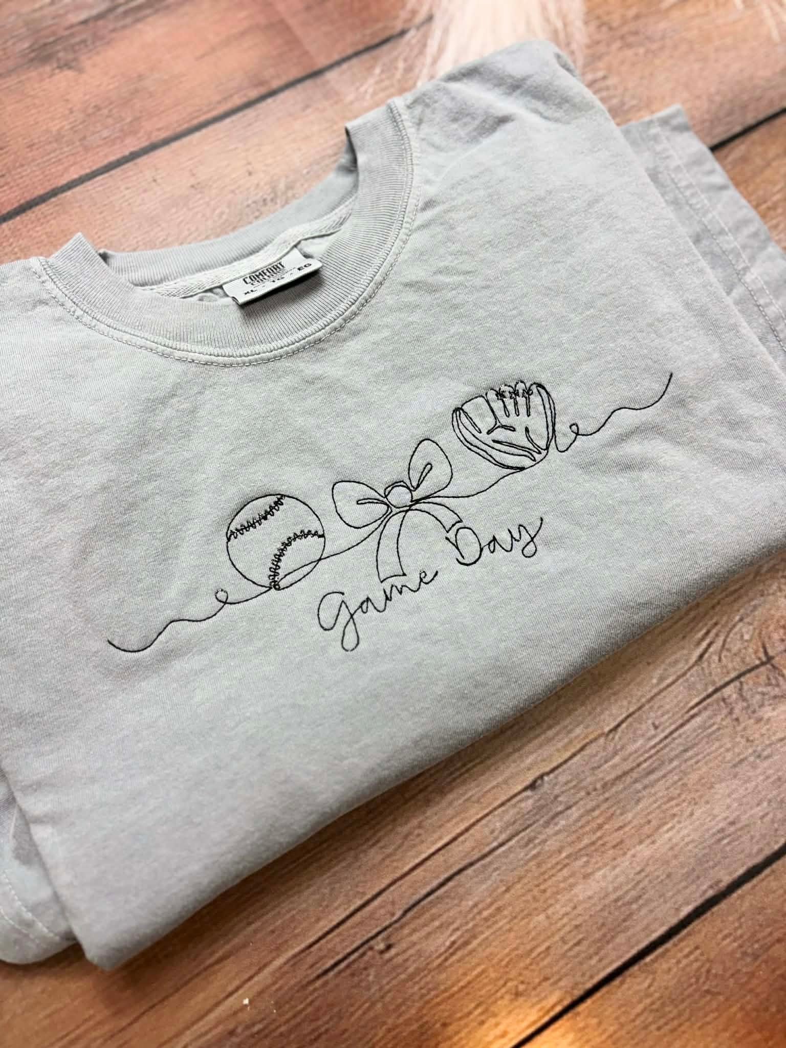 Game Day Line Art Embroidery