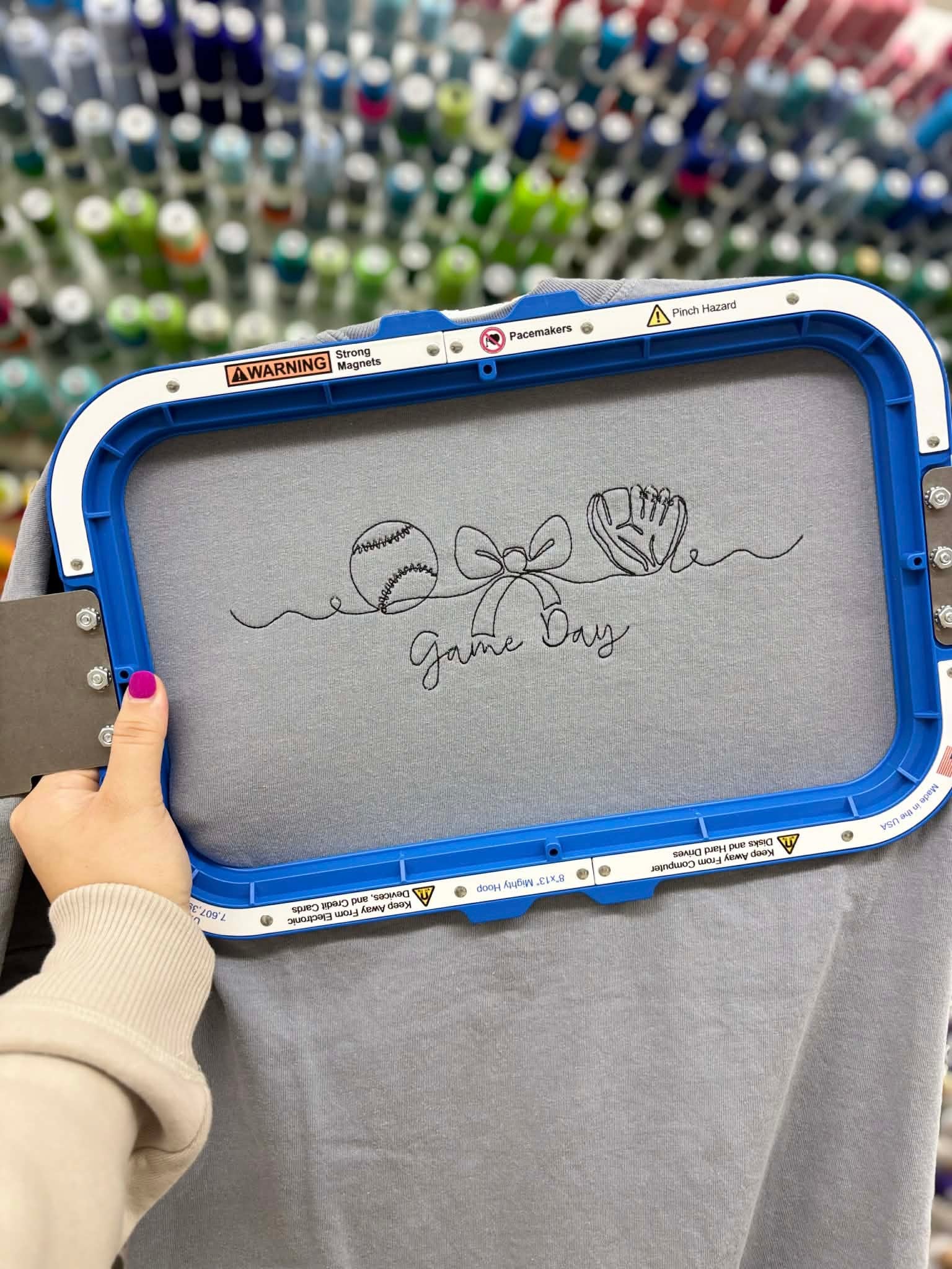 Game Day Line Art Embroidery