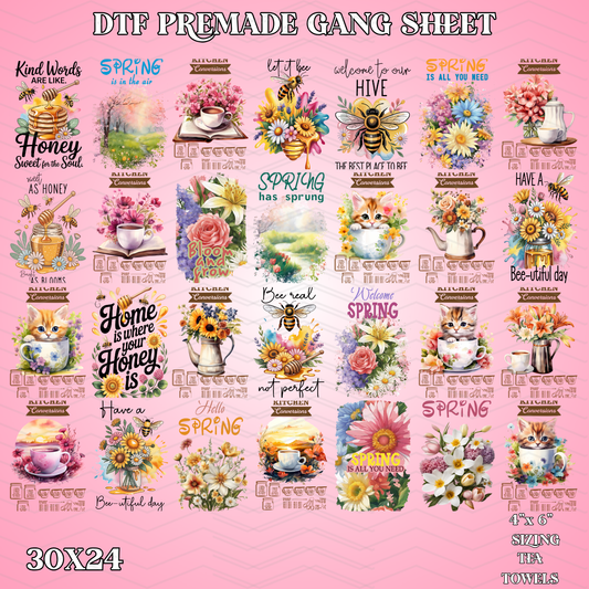Spring Tea Towels - 30x24 - PREMADE GANG SHEET