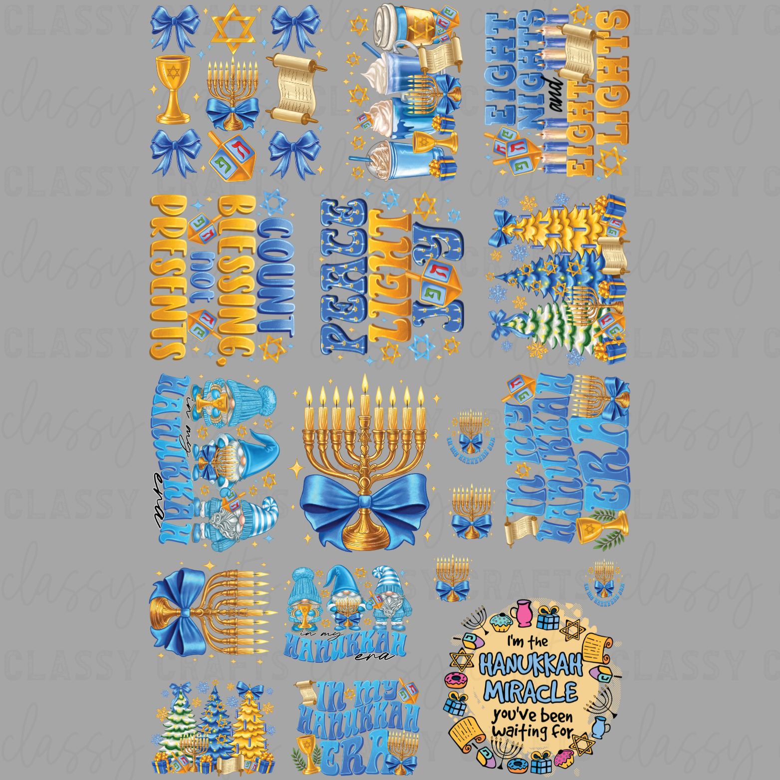 Hanukkah - 30x48 - PREMADE GANG SHEET