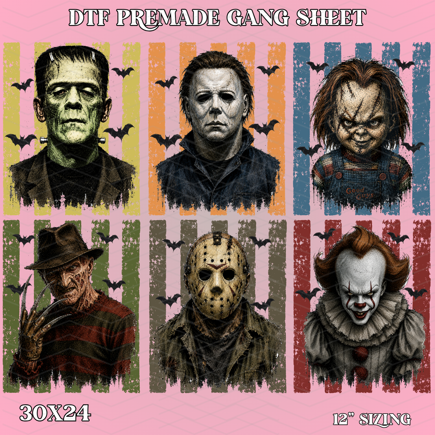 Spooky Stripped Halloween 30x24 - PREMADE GANG SHEET