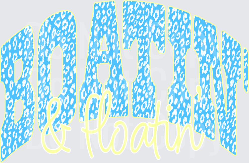 Retro Blue Leopard Print Groovy Text Design (DTF)