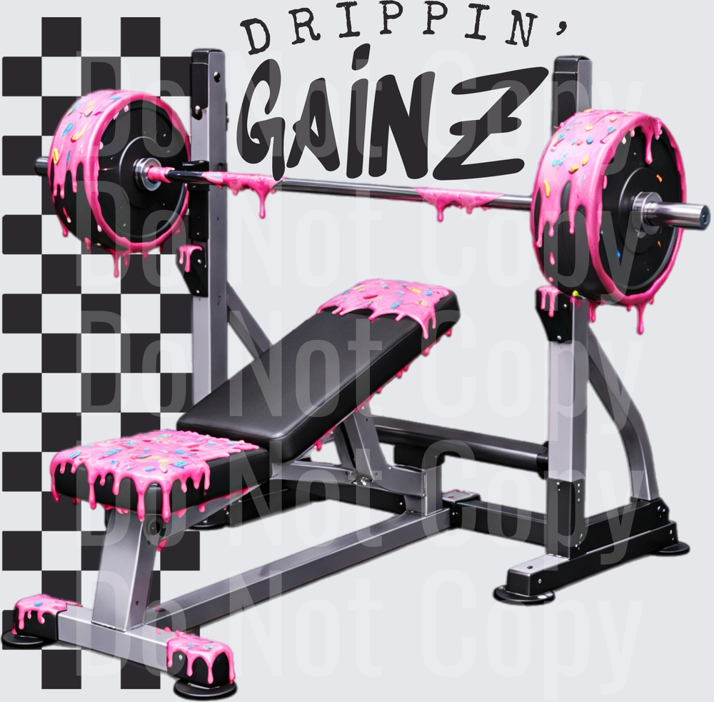 Drippin Gainz Pink Donut Glaze Barbell Gym Equipment (DTF)