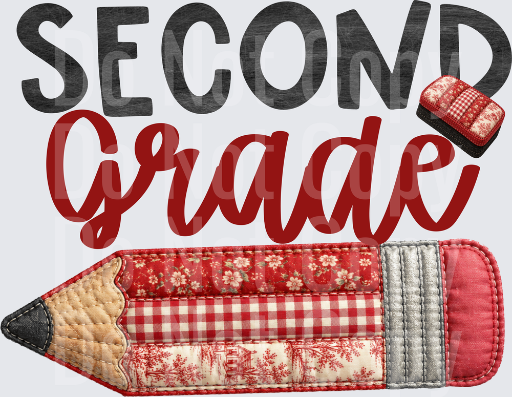 Second Grade Quilted Patchwork Pencil Back to School (DTF)