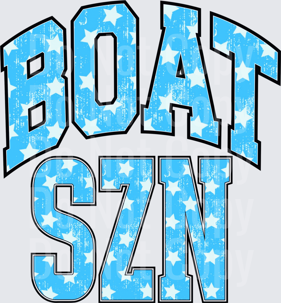 Boat Son Blue Star Pattern Distressed Lettering (DTF)