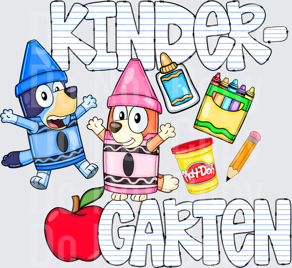 Bluey and Bingo Crayon Costume Kindergarten School ( DTF)