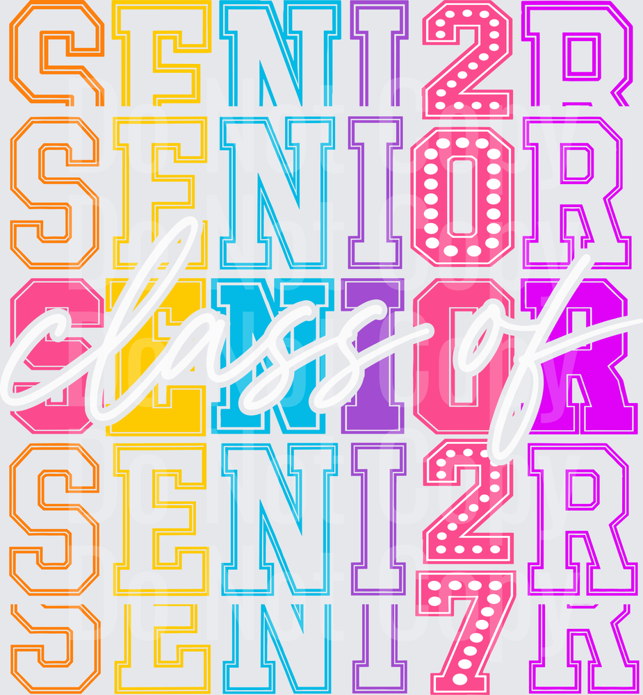 Colorful Senior 2020 Graduation Year Class Rainbow Letters (DTF)