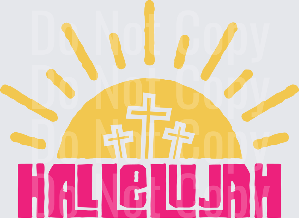 Hallelujah Three Crosses Sunrise Easter Religious Christian Design (DTF)