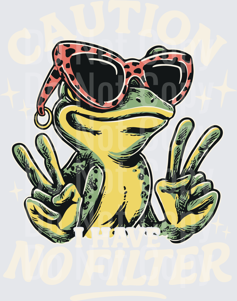 Cool Frog Wearing Leopard Print Sunglasses Making Peace Signs (DTF)