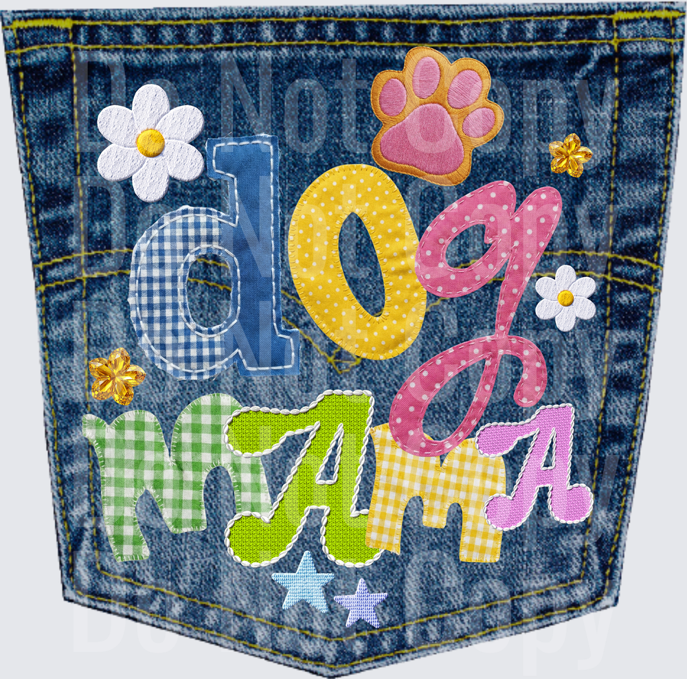 DOG MAMA DENIM POCKET (DTF)