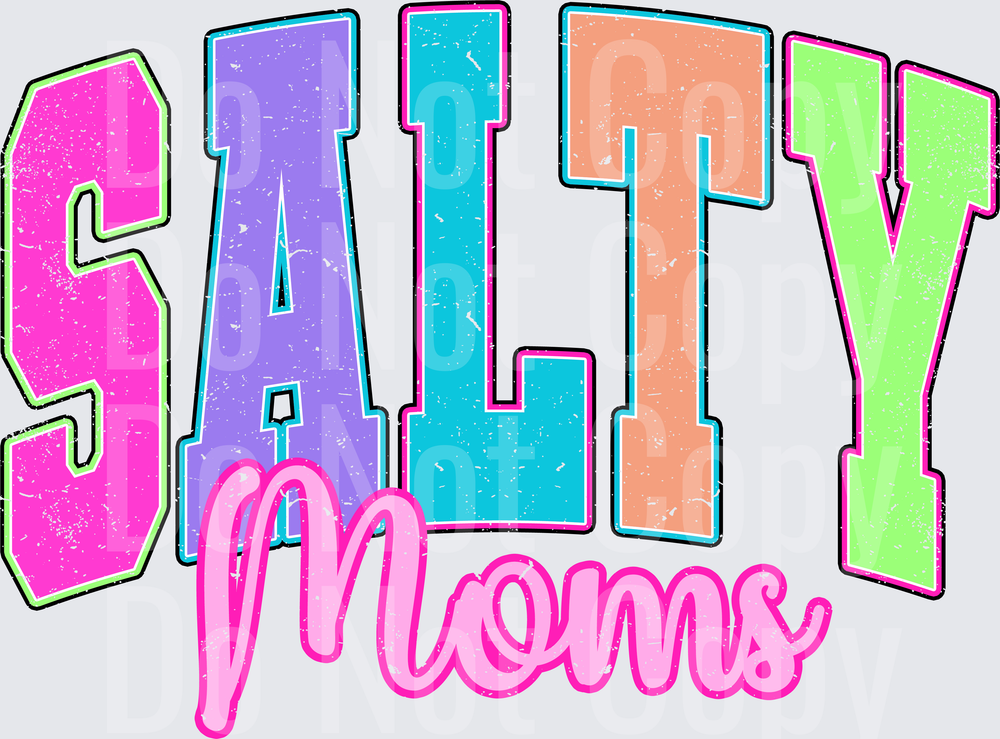 Salty Moms Colorful Rainbow Gradient Text Design (DTF)