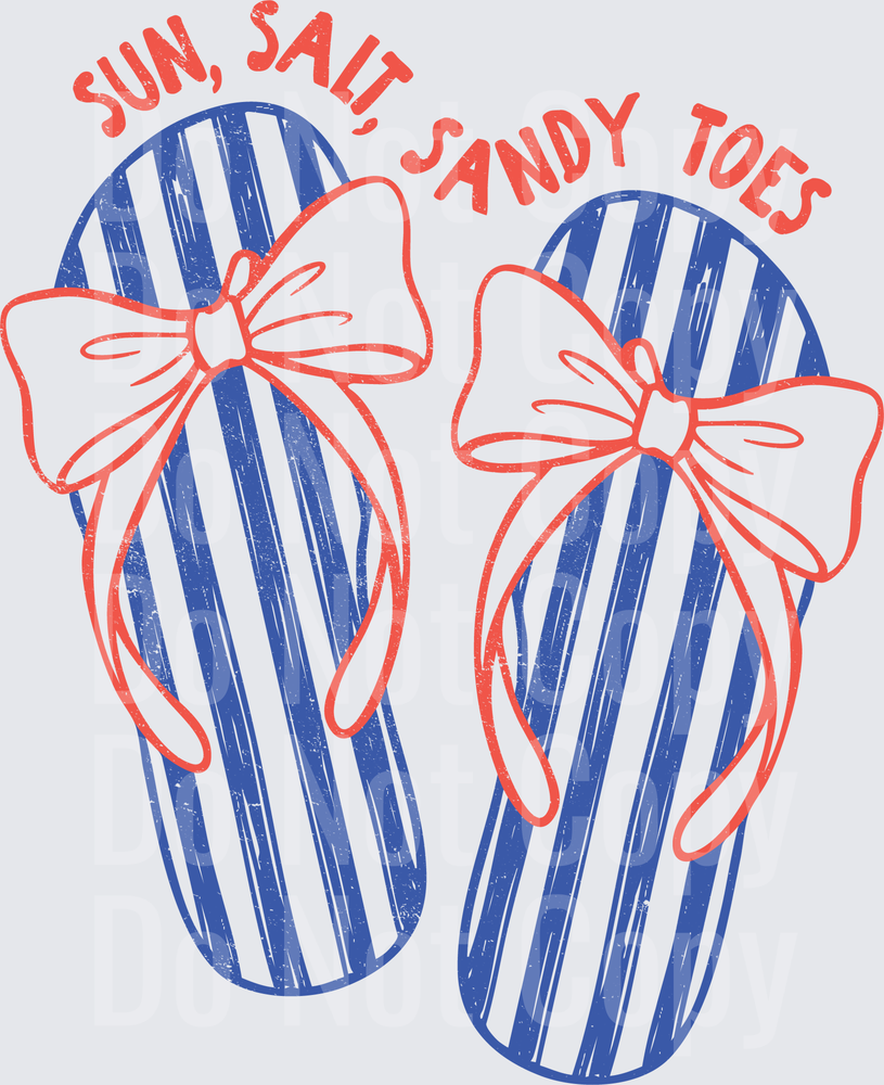 Sun Salt Sandy Toes Flip Flops with Bows Beach Design (DTF)