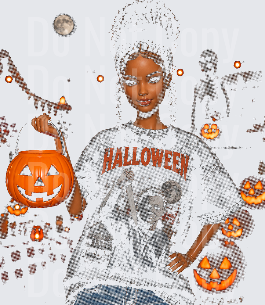 halloween girl halftone (DTF)