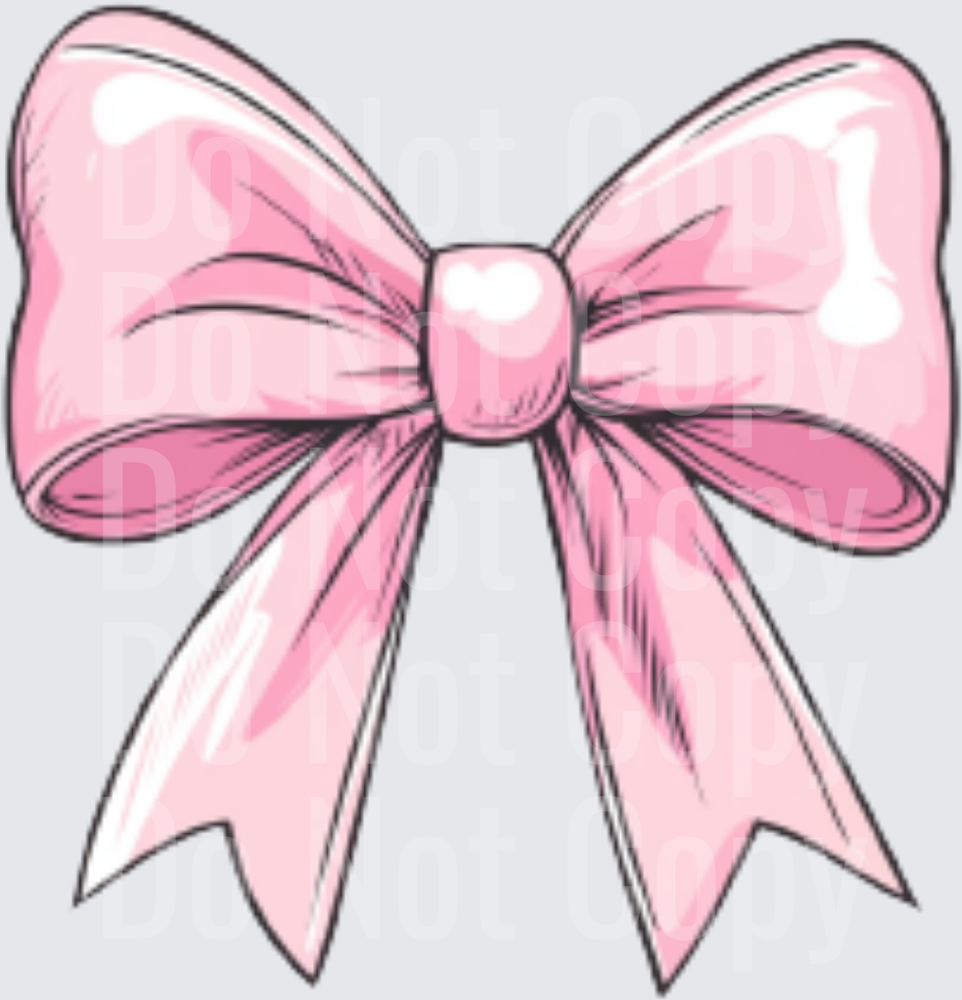 Pink Ribbon Bow with Flowing Tails (DTF)