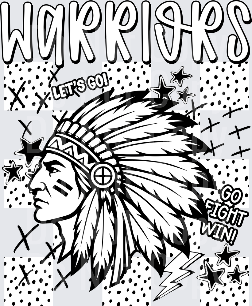 Warriors Dotties And Doodles (DTF)