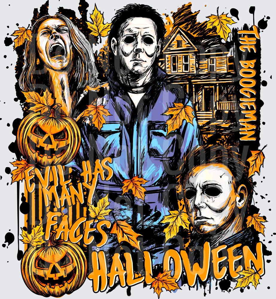 Silent Masked Killer Evil Has Many Faces Halloween (DTF)