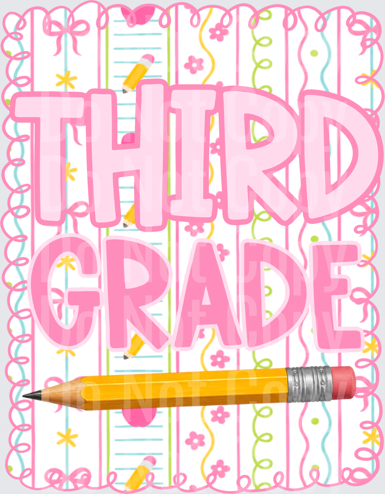 Third Grade Pink Coquette Pencil School Design (DTF)