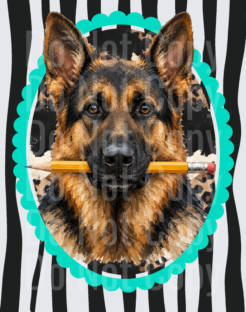 german shepherd pencil (DTF)