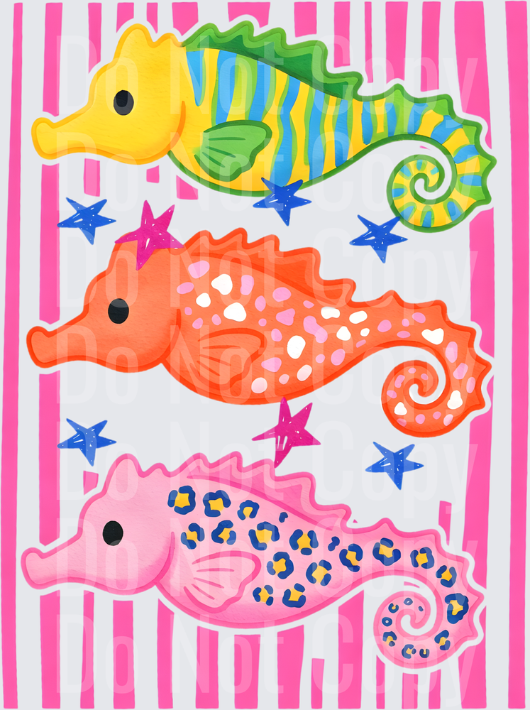 Cute Colorful Chameleons with Stars and Stripes Pattern (DTF)