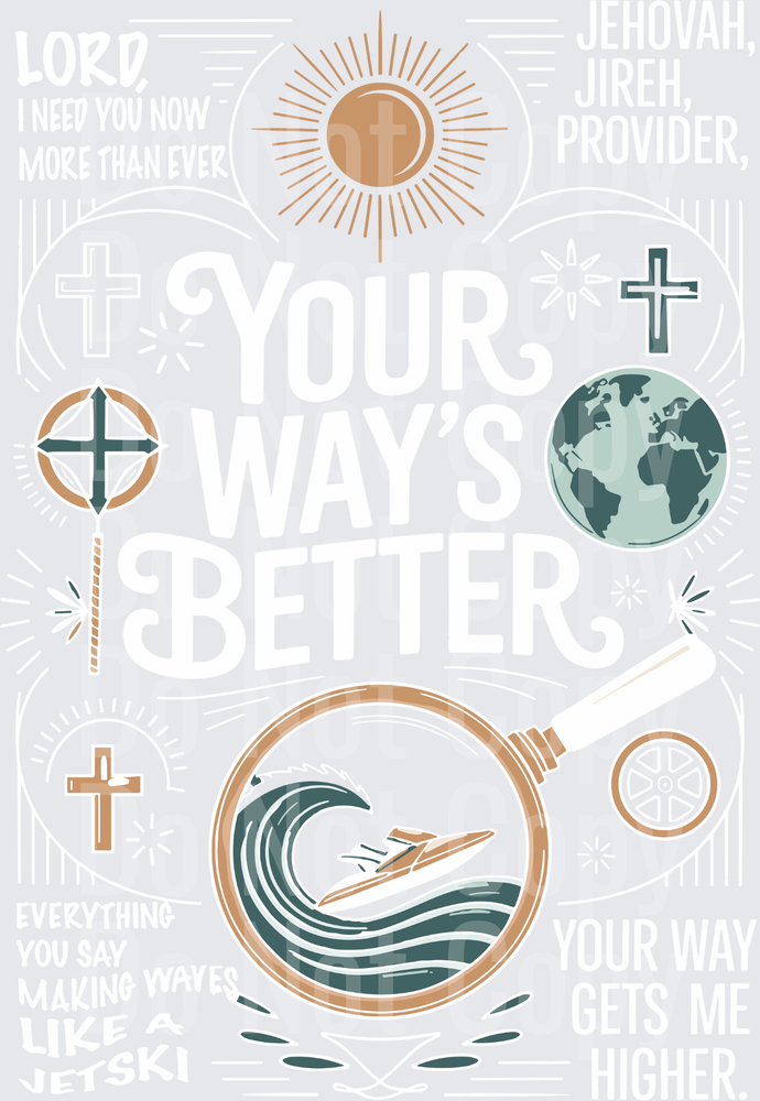 Christian Creation Elements with Sun Cross Globe and Waves ( DTF)