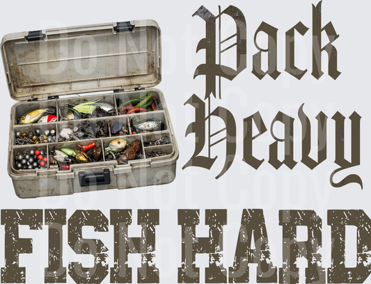 Pack Heavy Fish Hard Vintage Tackle Box Design - DTF